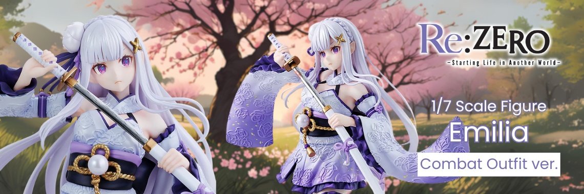 re zero starting life in another world emilia combat outfit ver scale figure banner